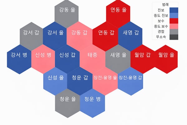 Sangcheon Metropolitan City Political Cartogram