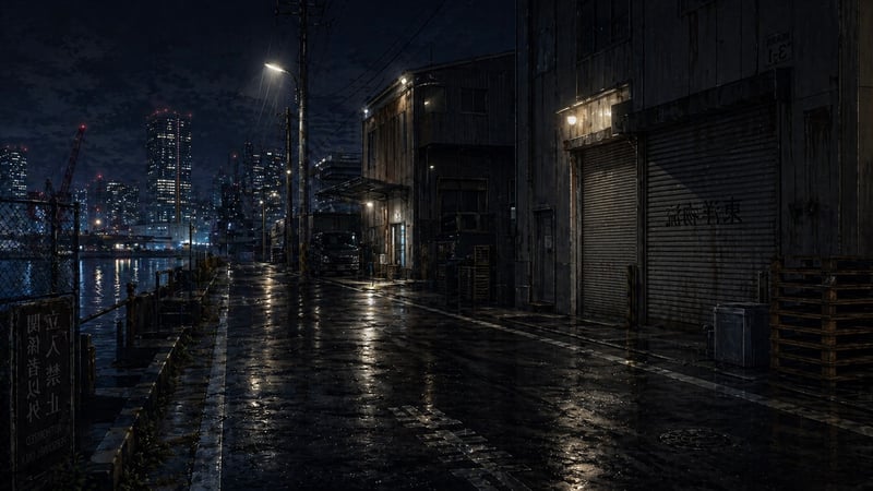 Nighttime Bay Warehouse District