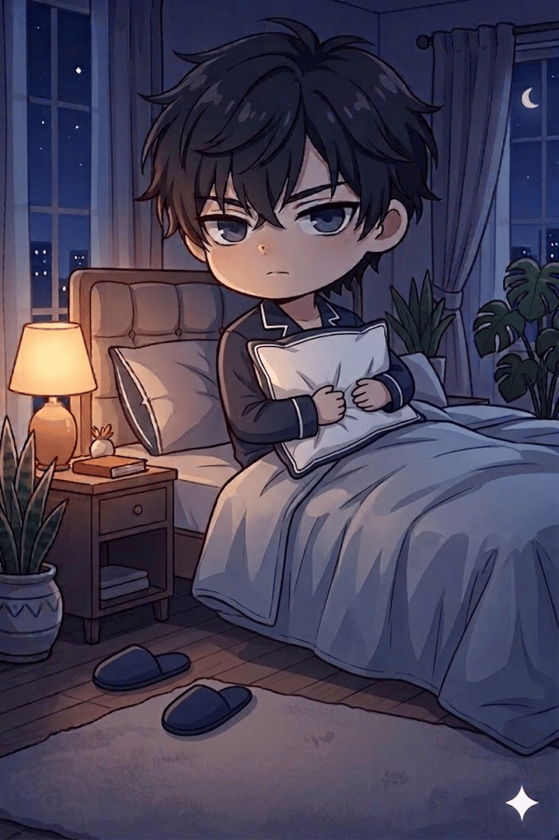 Ritsu waiting in a cold bedroom