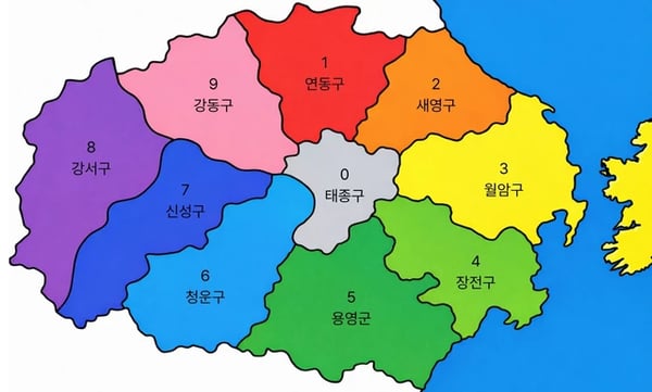 Sangcheon Metropolitan City Administrative Division Map