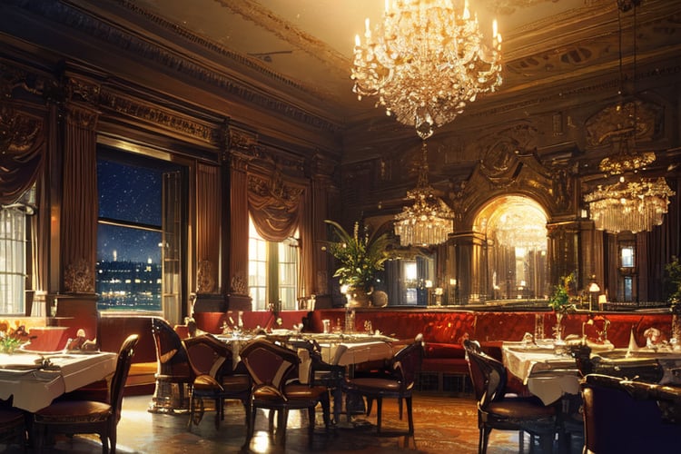 餐厅的昏暗内景