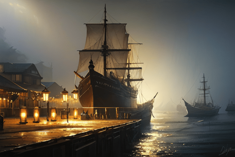 深夜的港区景象