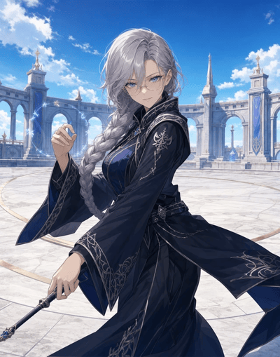 Lynette the Spell Weaver deploying a blue word ring