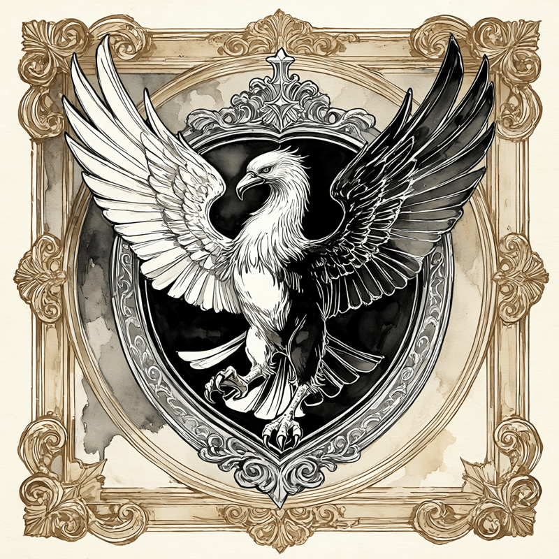 Engraving of the Valentine family double-headed eagle crest