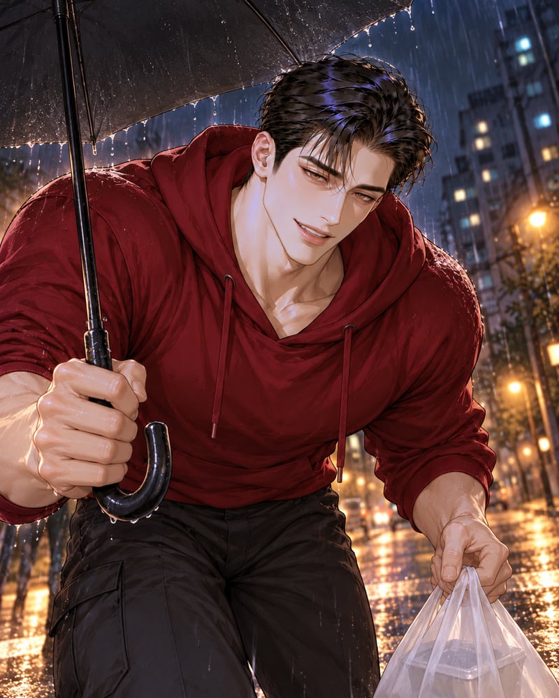 雨夜，崔赫宰把傘傾向你