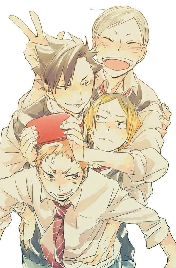 Yaku, Lev, Kuroo, Kenma.