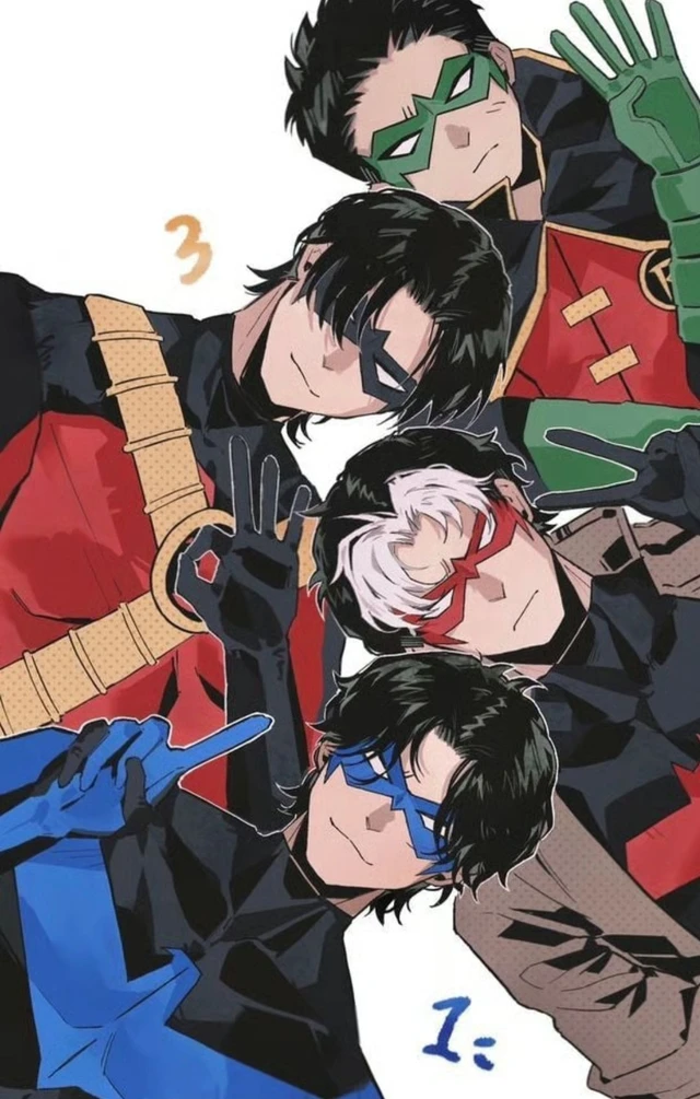 Dick Grayson, Jason Todd, Tim Drake, Damian Wayne