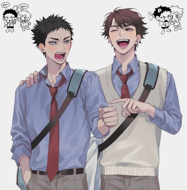 Hajime Iwaizumi and Tooru Oikawa