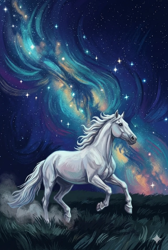 진줏빛 갈기 백마