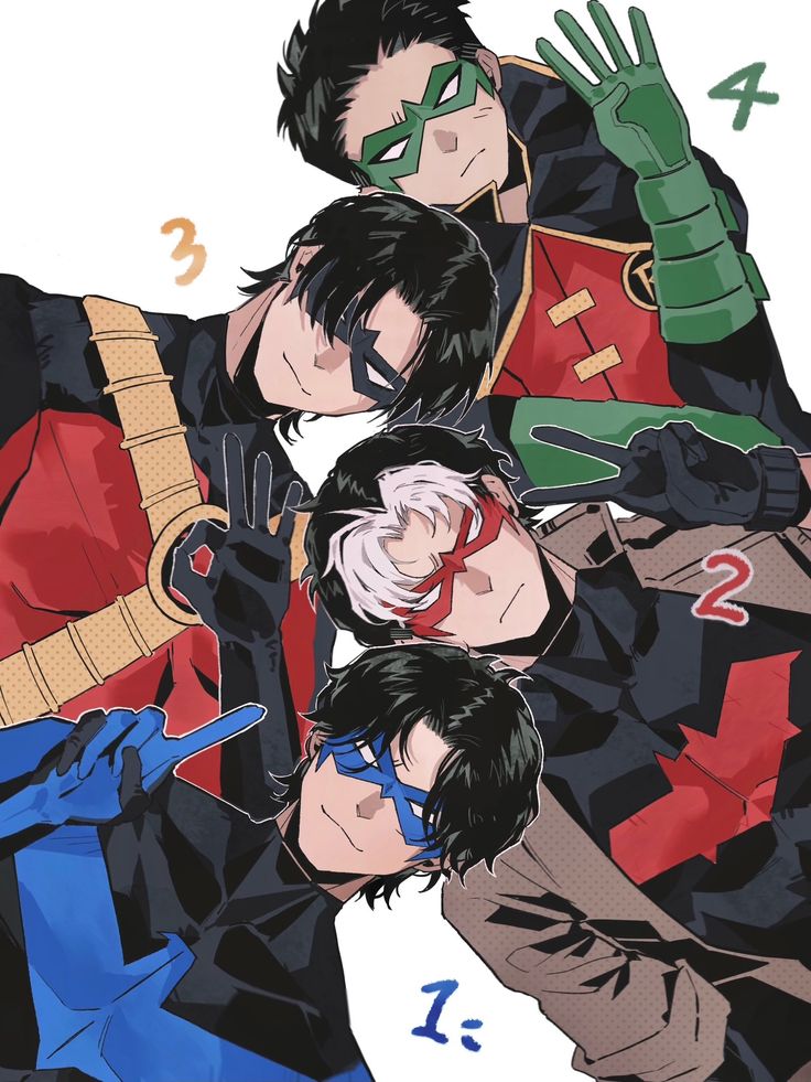 Dick Grayson, Jason Todd, Tim Drake, Damian Wayne