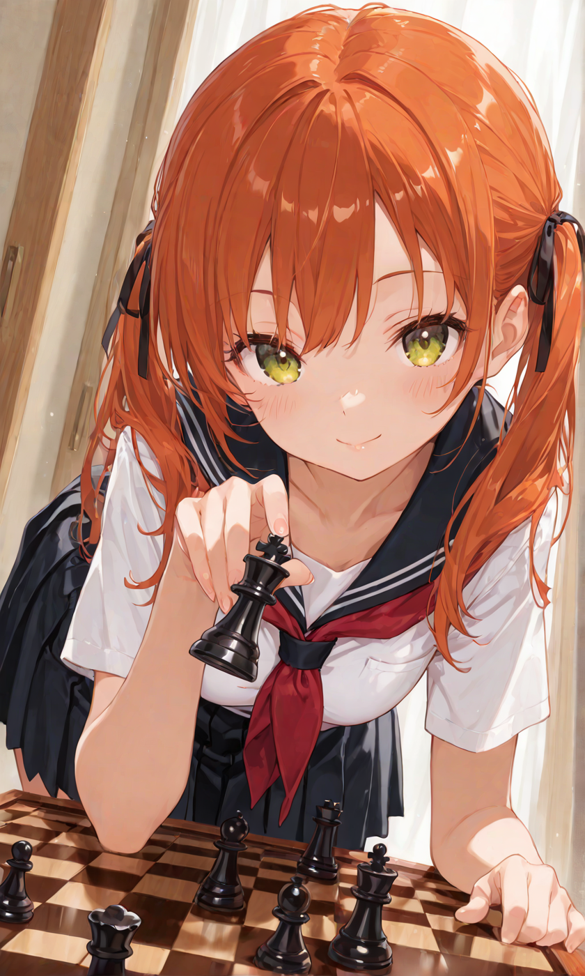 A serious chess match with a cute girl ♥