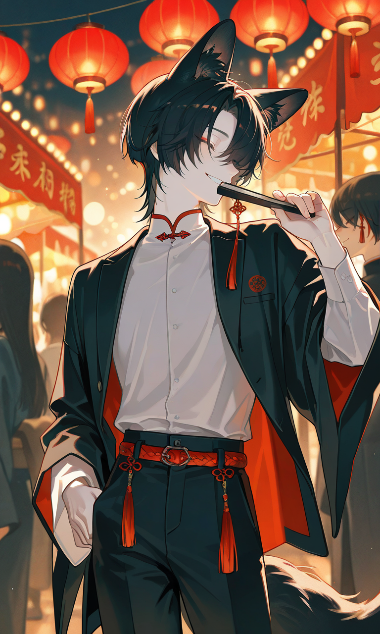 Moonlit Red Lantern Market