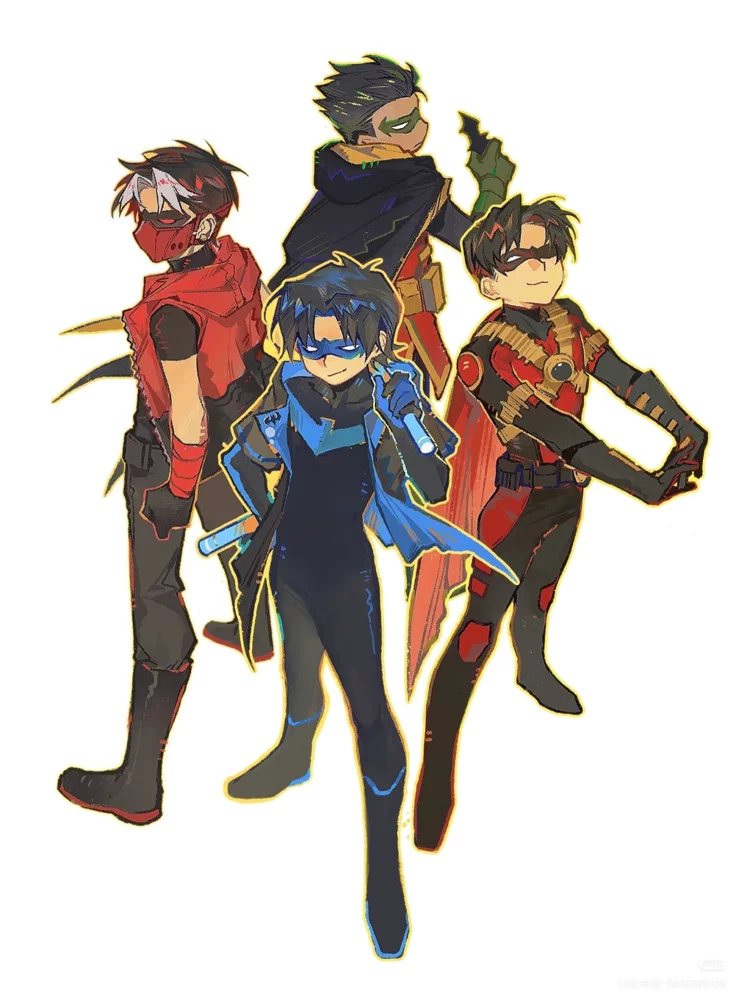 Dick Grayson, Jason Todd, Tim Drake, Damian Wayne.